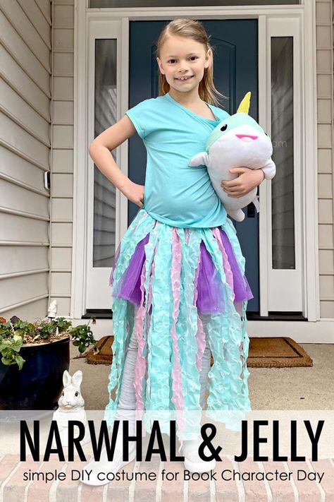 Narwhal And Jelly, Narwhal Costume, Jellyfish Dress, Under The Sea Costumes, Easy Diy Costume, Sea Costume, Jellyfish Costume, Diy Jellyfish, Character Day