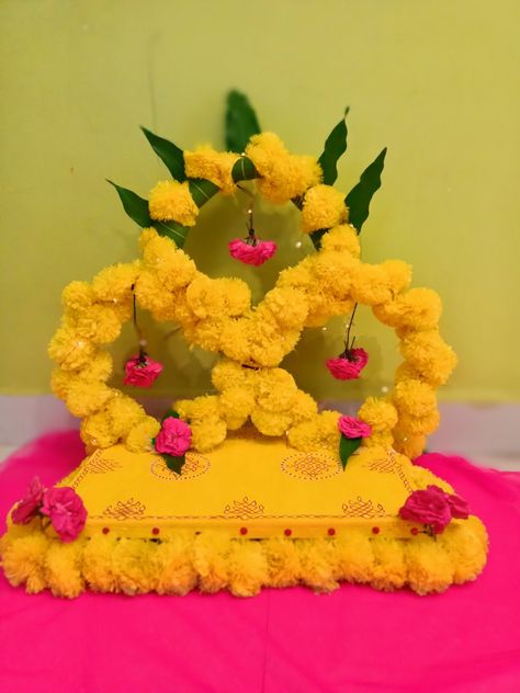 Mandapam Decoration, Ganesh Pooja, Ganpati Decor, Puja Decor, Pooja Decor, Pooja Decoration, Ganpati Decoration At Home, Home Idea, Decoration For Ganpati