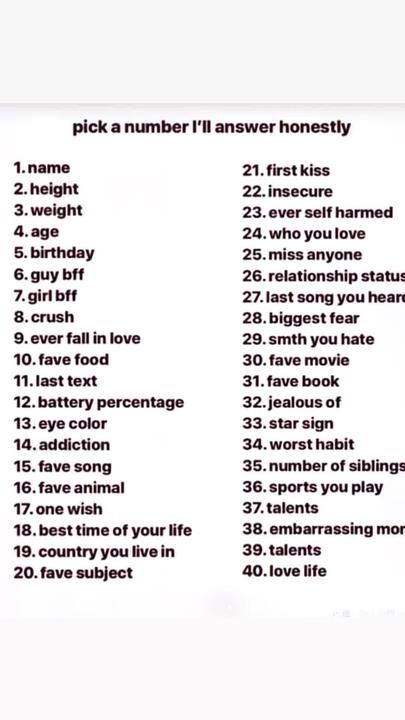 I will answer honestly, just comment your guess!! #numbers#honest#viral#blowup#image#tiktok Pick A Number And I Will Answer Honestly, Pick A Number And I’ll Answer Honestly, Pick A Number I'll Answer Honestly, Questions For Tiktok, Number Trend Tiktok, Pick A Number And Ill Answer Honestly, Pick A Number Game Questions, Number Game Questions, Pick A Number Questions