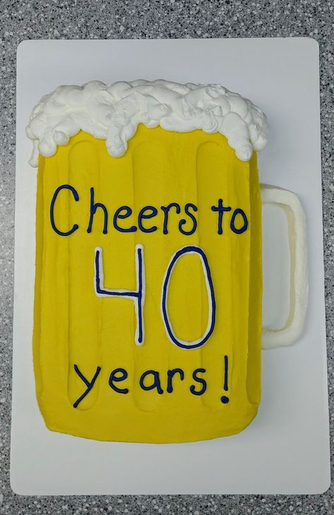 Cheers To 60 Years Cake, Cheers To 40 Years Cake, 9x13 Cake, 40th Birthday Cupcakes, 21 Cake, Birthday Cake Cupcakes, Beer Mug Cake, Cheers To 40 Years, Donut Ideas