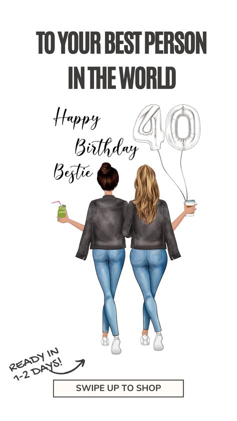 Surprise your friends, sister, mom, family with this personalized Best Friends Gift Idea! A beautiful custom Girlfriends Portrait! ❤️ Choose outfits, hair and accessories and Personalize gift for your family, girlfriends, sisters or soulmates! Chose Outfit, Happy 40th, Happy 40th Birthday, Bestie Gifts, 40th Birthday Gifts, Best Friend Gift, Birthday Gift For Her, 40th Birthday, Birthday Gifts For Her