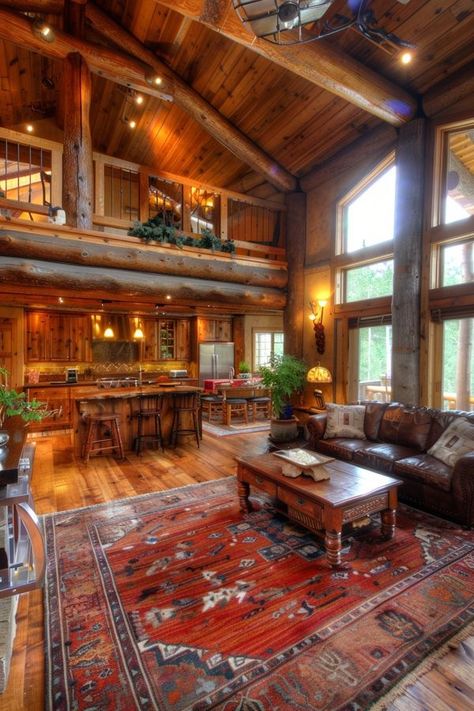 Attractive Log Cabins Log Cabin Mansions Dream Homes, Big Log Cabin Houses, Log Cabin Layout, Log Cabin Homes Interior, Log Cabin Kitchen Ideas, Log Cabin Mansions, Kitchen Ideas Luxury, Log Cabin Kitchen, Cabin Homes Interior