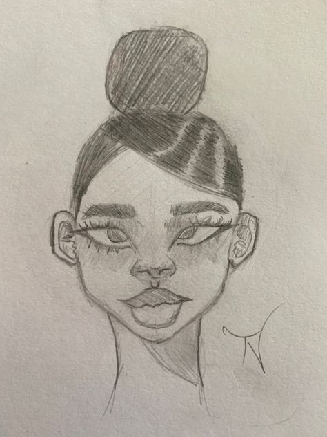 Baddie Drawings Sketch Easy, Drawing Ideas Black People, Baddie Sketches, Black People Drawings Sketch, Hairstyles Drawings, Drawing Ideas Black, Baddie Drawings, Ponytail Drawing, Drawings Inspo