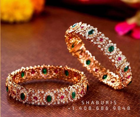 Diamond Jewelry Indian, Diamond Ornaments, Bangle Diamond, Indian Diamond Jewellery, Diamond Bangles, Bangles Gold, Bangles Design, South Indian Jewelry, Pearl Bangle