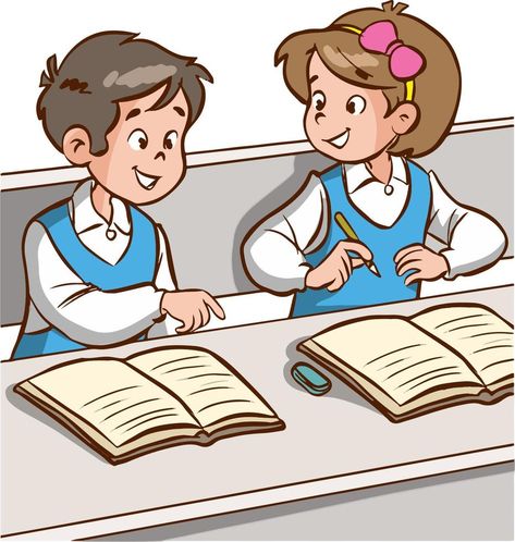 two students talking in class cartoon vector illustration Students In Classroom Cartoon, Classroom With Students Drawing, Conversation Illustration, Students Illustration, Talking Illustration, Talking Drawing, Classroom Illustration, Class Illustration, Crayon Themed Classroom