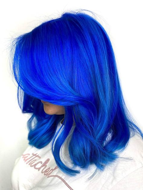 Arctic Fox Blue Hair, Neon Blue Hair Color, Bright Blue Hair Color, Bright Blue Hair Aesthetic, Blue Hair Bright, Neon Hair Ideas, Royal Blue Hair Color, Hair Dye Ideas Blue, Blue Hair Dye Ideas