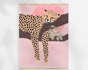 Cheetah Wall Art, Bedroom Wall Prints, Cat Art Prints, Strawberry Art, Jungle Art, Wild Strawberry, Boho Poster, Etsy Art Prints, Poster Printable