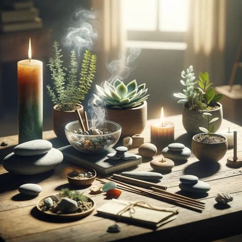 Nature Altar Ideas, Zen Desk Decor, Spiritual Altar Aesthetic, Altar Inspiration Spiritual, Home Altar Ideas Spiritual, Meditate Photography, Alter Ideas Spiritual, Spiritual Living Room, Spiritual Alter