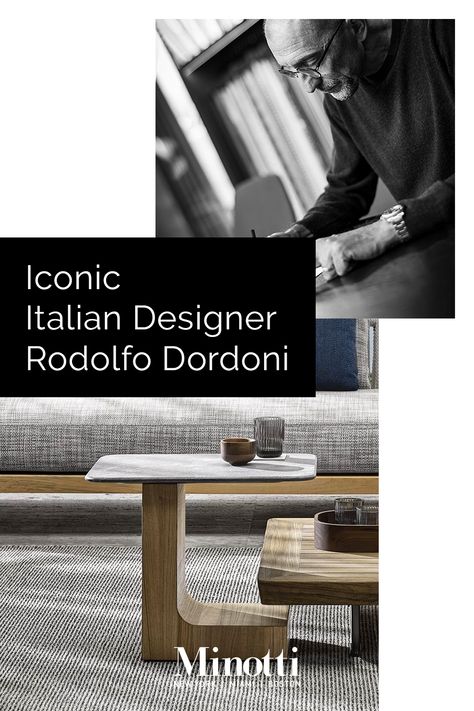 Rationalist, architect, designer, and cultural icon, we are constantly in awe of the master, Rodolfo Dordoni, at work. The creative and strategic collaborations between Dordoni and Minotti began in 1997. Since our collaborative inception, the cultural icon has continued to inspire the world with his creations. Experience Dordoni's complete range of outdoor designs at MinottiByDDC.com #italiandesigns #rodolfodordono #LuxuryDesign #ContemporaryInterior #ItalianDesign #iconicfurniture Large Sofas, Rodolfo Dordoni, Modern Italian Design, Tiled Floors, Interior Design Drawings, Italian Interior Design, Italian Interior, Outdoor Designs, Iconic Furniture