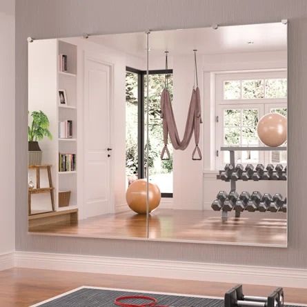 keonjinn Full Length Rectangle Metal Wall Mirror Home Gym Mirror | Wayfair Gym Mirror, Home Gym Mirrors, Cedar Door, Gym Mirrors, Basement Gym, Gym Room At Home, Outdoor Gym, Gym Room, Gym Decor