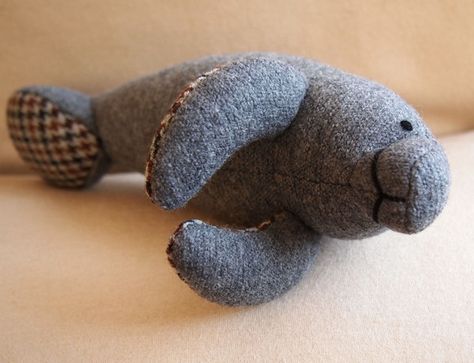 Manatee Stuffed Animal Pattern, Stuffed Manatee, Quick Sewing Gifts, Plushies Diy, 2023 Design, Sock Toys, Manatees, Sewing Stuffed Animals, Plush Pattern