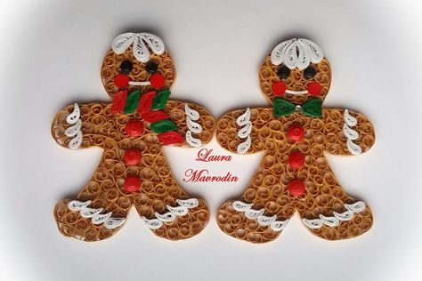 quilling my passion: Omuleti de turta dulce/Quilled gingerbread man Quill Art, Quilled Christmas, Diy Felt Christmas Ornaments, Christmas Quilling, Neli Quilling, Paper Quilling Tutorial, Paper Quilling For Beginners, Paper Quilling Cards, Art Quilling