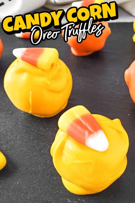 No-Bake Candy Corn Oreo Truffles for Autumn Candy Corn Aesthetic, Corn Aesthetic, Fall Party Snacks, No Bake Candy, Fall Baking Ideas, Candy Corn Desserts, Fall Themed Desserts, Fall Bake Sale, Aesthetic Candy