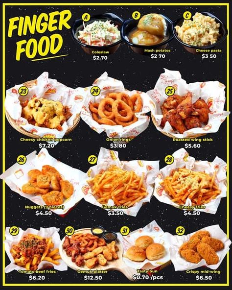 Fatty Bom Bom Singapore menu Starter Menu Ideas, Western Menu Ideas, Western Food Ideas, Western Buffet, Buffet Menu Ideas, Western Food Menu, Starters Menu, Cheesy Fries, Simple Family Meals