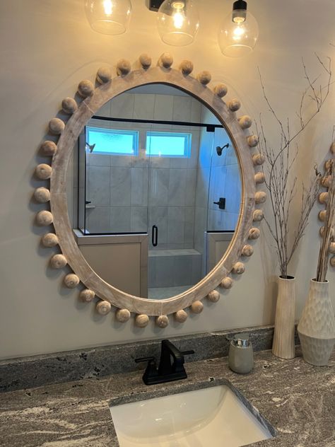 Bathroom Circle Mirror, Circle Mirror Bathroom, Big Round Mirror, Bathroom Big, Circle Mirror, Mirror Bathroom, Home Decor Modern, Round Mirror, Modern Bohemian