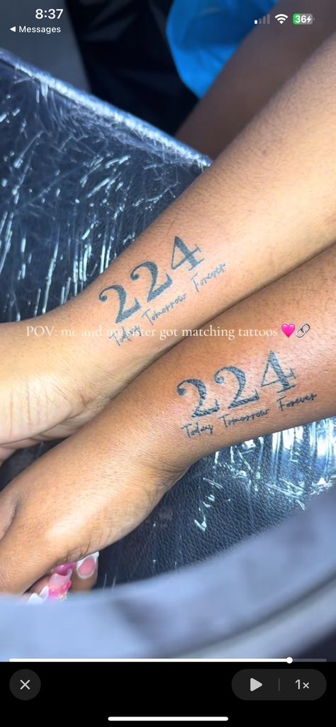 Baddie Friend Tattoos, Baddie Matching Tattoos For Best Friends, 224 Matching Tattoo, Henna Tattoo Designs Matching, Couples Matching Tattoos Black People, Bestfriend Matching Tattoo, 224 Tattoo Ideas Couples, Matching Bf And Gf Tattoos, Black Couples Tattoos