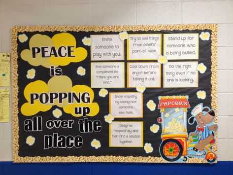 Peace Bulletin Board Ideas, Peace Bulletin Board, Notice Board Decoration, Kindness Bulletin Board, Bulletin Boards Theme, Teacher Bulletin Boards, International Day Of Peace, Kids Library, Bulletin Board Ideas