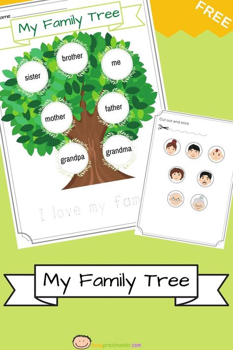 My Family Tree Craft Preschool, Family Tree Preschool Crafts, Family Tree Worksheet Free Printable, Family Tree Art For Kids, Family Tree Activity For Kids, I Love My Family Craft Preschool, Family Tree Worksheet For Kids, Family Tree Activity Preschool, Family Tree Preschool Classroom