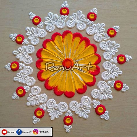 Easiest Rangoli Designs, Easiest Rangoli, Happy Diwali Rangoli, Rangoli For Beginners, Rangoli Beautiful, Colour Rangoli, Unique Rangoli, Easy Rangoli Designs Videos, Gud Morning