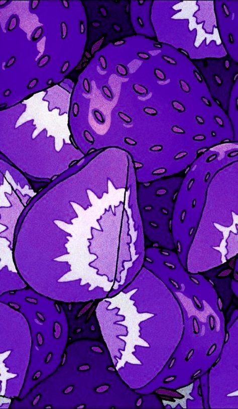 Purple Strawberry Aesthetic, Cute Purple Aesthetic Pastel, Purple Strawberry Wallpaper, Aesthetic Neon Wallpaper, Anime Purple Aesthetic, Purple Pattern Wallpaper, Purple Strawberries, Strawberry Background, Purple Strawberry