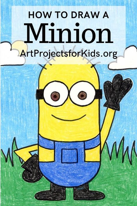 Draw A Minion, Minion Rock, Cartoon Drawing For Kids, Minion Drawing, Cool Cartoon Drawings, Minion Art, Minions Coloring Pages, Drawing Kids, Kids Canvas Art