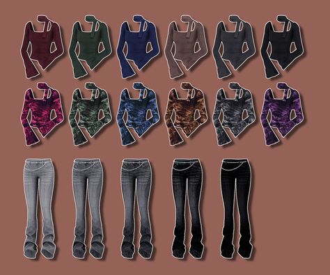 knit t-shirt (with scarf) + chain-decorated jeans | NANA : STUDIO Baggy Shirt, Nana Osaki, Sims4 Clothes, Knitted Tshirt, Sims Cc, Sims 4, Outfit Accessories, Chain, Knitting