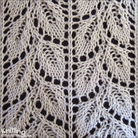 Drooping Elm Leaf stitch pattern Knit Curtains Patterns, Knit Leaves Pattern, Knit Leaf Stitch, Leaf Lace Knitting Stitches, Leaf Lace Knitting Pattern, Leaf Pattern Knitting, Knitting Lace Stitches, Lace Knitting Stitches Patterns, Knit Lace Stitches