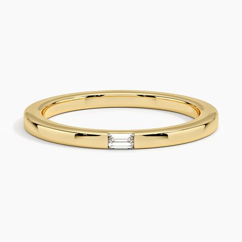 Hera Baguette Diamond Wedding Ring - 18K Yellow Gold. A single baguette diamond gleams from a lustrous band in this sleek and modern design. Women’s Gold Wedding Band, Brilliant Earth Rings, Minimalist Wedding Rings, Gold Wedding Bands Women, Tacori Engagement Rings, Baguette Diamond Ring, Trending Engagement Rings, Heart Engagement Rings, Baguette Diamond Rings