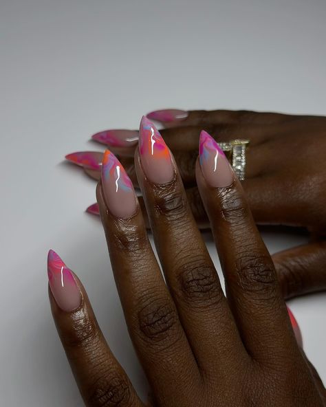 I’ve been so exhausted lately 🥲 #dovenailsbysharon Classy Nails With Designs, Summer Nail 2024, Nail Inspo Black Women, Nail Inspired, Acrylic Nails Almond Shape, So Exhausted, Pink Board, Beach Nail Designs, Beach Nail