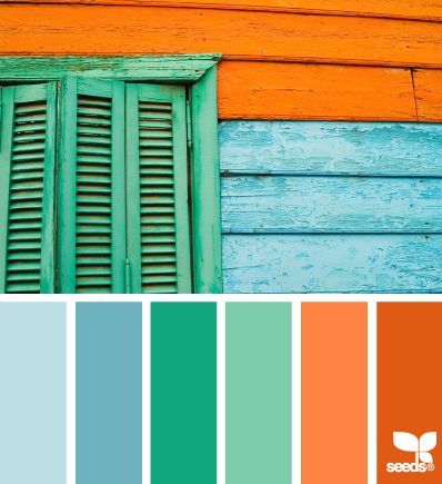 Looking for some Caribbean decor ideas for your beach house? We have put together ideas for color schemes, living rooms and interior design in the post. Orange Color Schemes, Design Seeds, Blue House, Colour Schemes, Color Pallets, Color Swatches, 인테리어 디자인, Design Branding, Shutters