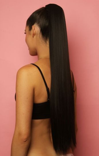 Our wrap-around ponytail is the longest we've ever offered, and it's made of synthetic hair that looks and feels like the real thing. Just wrap around and let your new look take over! Deluxe 30" synthetic ponytail extension 1-piece wraparound fixing Very easy to apply yourself Can be styled with heat and product Over 30 colours and shades to choose from Free colour match service Pay in instalments with Klarna Looking for a fun and easy way to change up your look? With our 30" wrap-around ponytai Pe Hairstyles, Hair Extensions Tutorial, Braids Styling, Slick Hair, Clip In Ponytail Extensions, Hair References, Stylish Ponytail, Sleek Ponytail Hairstyles, Golden Blonde Highlights