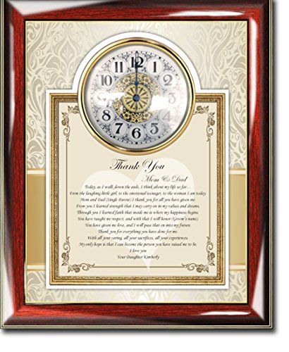 Wall Clocks Décor | Daughter Wedding Thank You Poetry Gift to Parents Clock Wall Frame Plaque Overall Size 14W X 16H Keepsake Personalized  Item DTYPPCG1 * Find out more about the great product at the image link. Note:It is Affiliate Link to Amazon. Register Nurse, Thank You Poems, Picture Frame Clock, Recognition Plaques, Framed Poem, Framed Wedding Photos, Wedding Gifts For Friends, Thank You Presents, Parents Anniversary