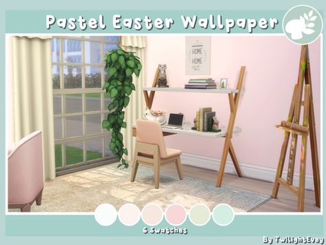 Pastel Easter Wallpaper, Pastel Furniture, Deco Pastel, Kpop Mv, Cc Furniture, Pastel Easter, Easter Wallpaper, Stucco Exterior, Pastel Walls