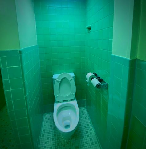 Blue Public Bathroom, Bathroom Photography Aesthetic, Bathroom Cinematography, Liminal Bathroom, Bathroom Stall Aesthetic, Bathroom Reference, Places Reference, Neon Bathroom, Liminal Aesthetic