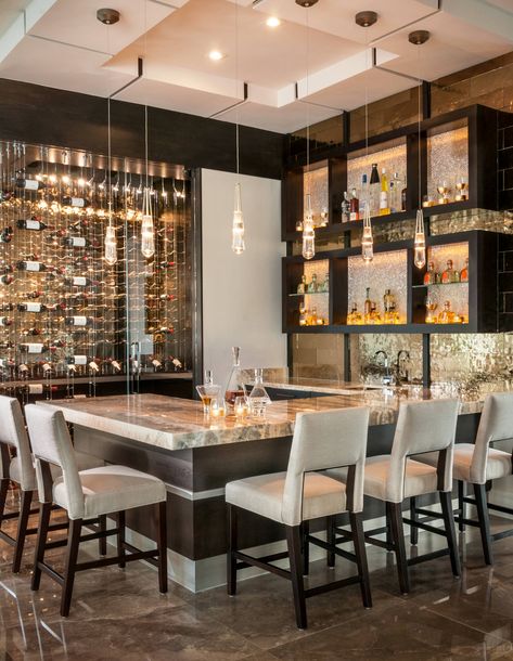 Modern Magnetism - Contemporary - Home Bar - Miami - by P&H Interiors Modern Home Bar Luxury, Modern Home Bar Designs Luxury, Home Bar Designs Luxury, Contemporary Home Bar Designs, Modern Home Bar Designs, Bar Lounge Room, Home Bar Rooms, Modern Home Bar, Home Wine Cellars