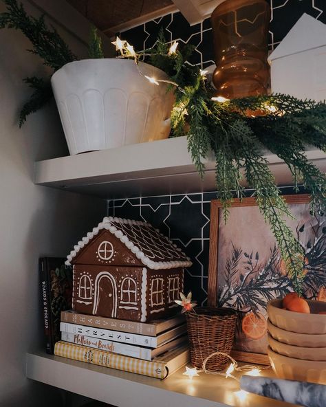 I like to think of our home as a book. As you walk through it tells a story, a story of our family, a story of the joy of color, a story of… | Instagram Dried Fruit Garland, Kitchen With Open Shelves, Fruit Garland, Nesting With Grace, Christmas Apartment, Christmas Time Is Here, Christmas Inspo, Open Shelves, Christmas Mood