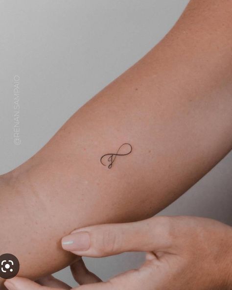 Initial J Tattoo, Initials Tattoos For Women, J Initial Tattoo, Letter Tattoos On Hand, Letter J Tattoo, Small Infinity Tattoos, Infinity Symbol Tattoo, J Tattoo, Tiny Wrist Tattoos