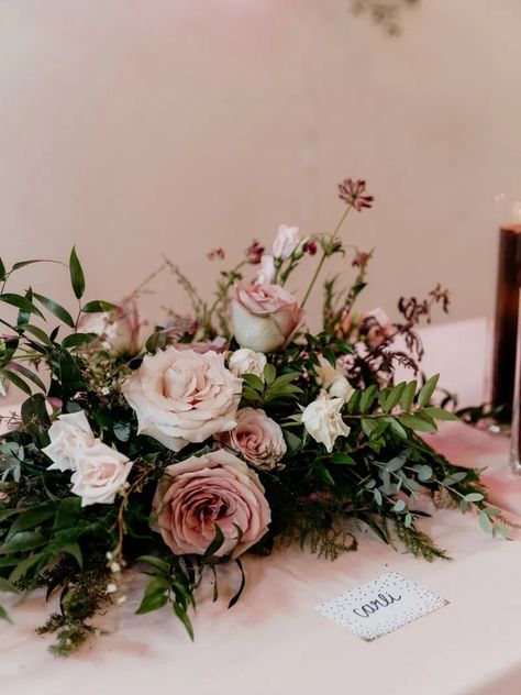 Mauve Wedding Flowers Centerpieces, Dusty Rose Floral Centerpiece, Low Arrangement Centerpiece, Dusty Pink Wedding Flowers Centerpieces, Wedding Flowers Mauve, Dusty Rose Floral Arrangements, Wedding Flowers Dusty Rose, Moongate Arch, Dusty Pink Wedding Flowers