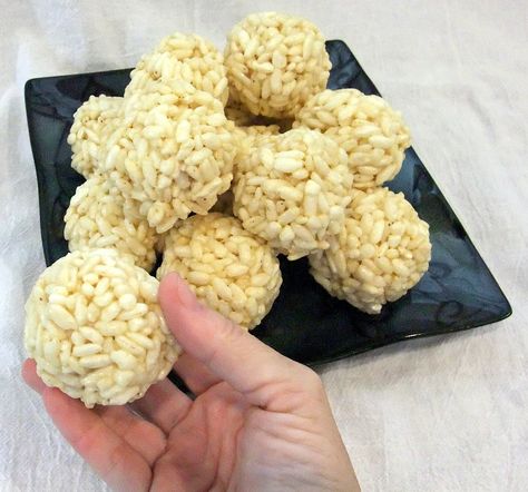 Aunt Peg's Recipe Box: Puffy Rice Balls Puffed Rice Balls Recipe, Rice Puff Recipes, Puff Rice, Rice Balls Recipe, Honey Puffs, 80s Food, Puffed Rice Cereal, Puff Balls, Like Rice