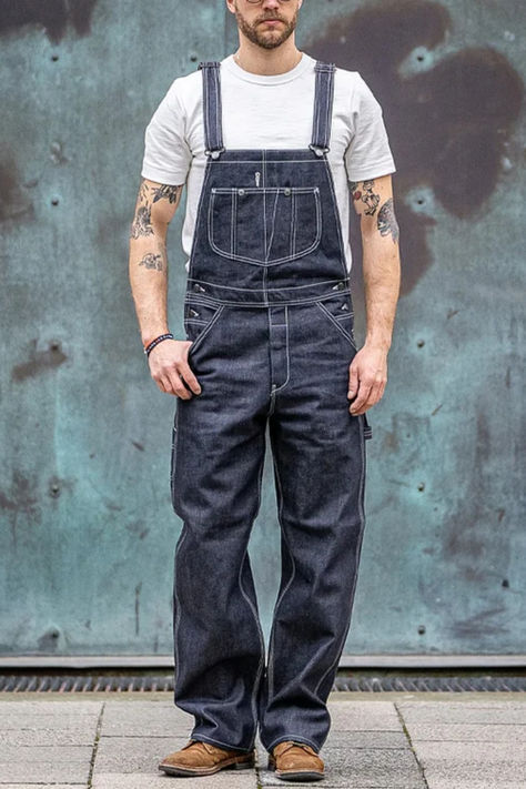 Elevate Your Style This Season! 👉 Get Utility Premium Cargo for All-Time Travel Looks. Oversized Overalls, Overall Men, Travel Looks, Men's Casual Fashion, Jumper Denim, Overalls Men, Retro Pants, Overall Outfit, Red Wing