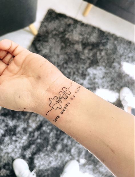 Nonverbal Tattoo, Special Needs Awareness Tattoo, Cute Puzzle Piece Tattoo, Puzzle Pieces Tattoo Design, Puzzle Piece Tattoo Memorial, Sped Teacher Tattoo Ideas, Special Ed Tattoo, Tattoos For Disabilities, Selective Mutism Tattoo