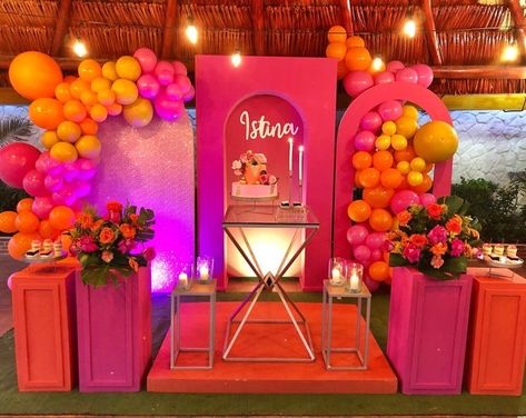 Pink And Orange Party Theme, Orange Party Theme, Twice Birthdays, Diy Winter Wedding, Pool Party Adults, Wedding Color Palette Summer, Birthday Party Decorations For Adults, Red Disney, Sunset Party