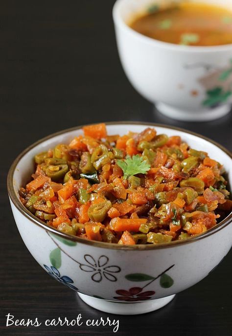 beans carrot curry Carrot Beans Recipes, Chapathi Recipe, Curry Beans, Carrot Stir Fry, Pudina Rice, Recipes Beans, Rice Lemon, Carrot Curry, Aloo Curry