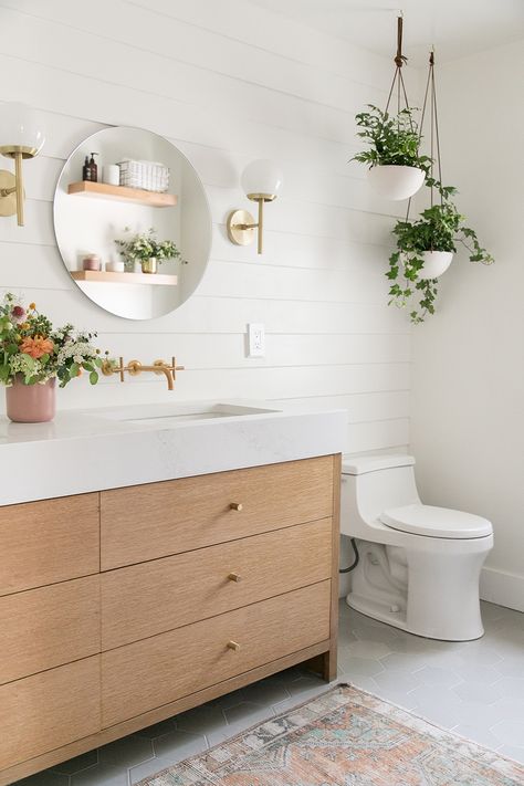 My Charming Bathroom Reveal! #bathroom #decor #home #design #modern #shiplap #interiors #fireclay #kohler #rustic Modern Shiplap, Charming Bathroom, Home Design Modern, Interior Design Per La Casa, Bad Inspiration, Cute Dorm Rooms, Diy Casa, Small Bathroom Decor, Decor Rustic