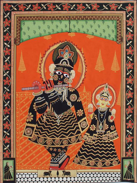 Krishna Fabric Painting, Govind Dev Ji, Painting On Cloth, Painting Indian, Dev Ji, Pichwai Paintings, Pigment Coloring, How To Make Paint, Gold Work