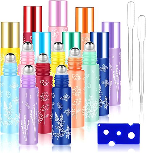 Essential Oil Roller Bottles,10ml Roll on Bottle with Stainless Steel Balls,8 Pack Portable Refillable Colorful Frosted Perfume Sample Bottles DIY Empty Containers for Lip Oil,Opener&Dropper included Bottles Diy, Now Essential Oils, Perfume Sample, Essential Oil Roller Bottle, Oil Roller, Roll On Bottles, Perfume Samples, Essential Oil Roller, Essential Oil Perfume