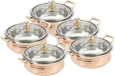 Amazon.com | PARIJAT HANDICRAFT Indian Hammered Copper Serving Bowl for Food Soup with Handle and Glass Lid Decorative Small Seveware (1): Serving Bowls Food Soup, Copper Kitchen, Authentic Indian, Copper Material, Hammered Copper, Serving Spoons, Artisan Craft, Serving Bowls, Decorative Jars