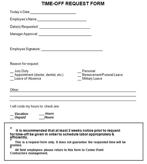 Employee Time off Request Form Template Excel And Word - Excel TMP Time Off Request Form, Employee Handbook Template, Evaluation Employee, Hr Jobs, Jury Duty, Dental Office Decor, Wedding Planning Business, Employee Handbook, Employee Management