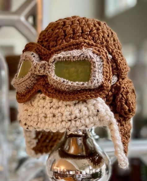 Robin @ Swan & Binky Studio’s Instagram profile post: “👑Completed Crochet Toddler WW1 inspired Aviator Hat complete with Goggles!👑 Yarnovations.com” Crochet Toddler, Aviator Hat, Studio S, Goggles, Cross Stitch, Instagram Profile, Embroidery, Knitting, Hats