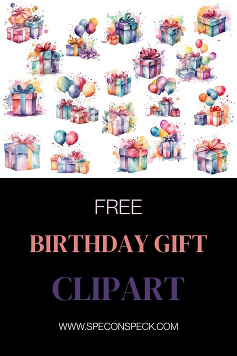 watercolor birthday gift clipart images Happy Birthday Stickers Free Printable, Free Birthday Clipart, Make Birthday Cards, Homemade Birthday Card, Gift Clipart, 19th Birthday Gifts, Free Birthday Gifts, 19 Birthday, Bujo Stickers